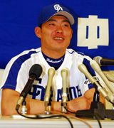 球宴ファン投票に選出され会見する福留孝介